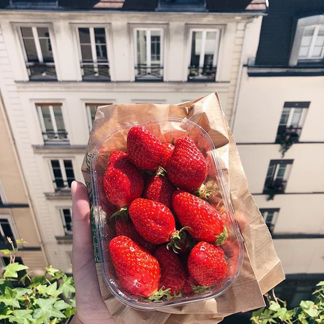 This is summer. 🍓😎 A basket of fraises in Paris called gariguettes. They’re long and skinny, unlike me, after eating croissants for a week. 💁🏻♀️ When I first spotted them at the Bastille market in a large box, uniform in color and shape and neatly arranged in rows, I was skeptical because they looked TOO perfect. Good thing I changed my mind and bought a pint. They were sweet and juicy in early May, whereas here in SF, peak berries are more like June time. This is summer. 🍓😎 A basket of fraises in Paris called gariguettes. They’re long and skinny, unlike me, after eating croissants for a week. 💁🏻♀️ When I first spotted them at the Bastille market in a large box, uniform in color and shape and neatly arranged in rows, I was skeptical because they looked TOO perfect. Good thing I changed my mind and bought a pint. They were sweet and juicy in early May, whereas here in SF, peak berries are more like June time.